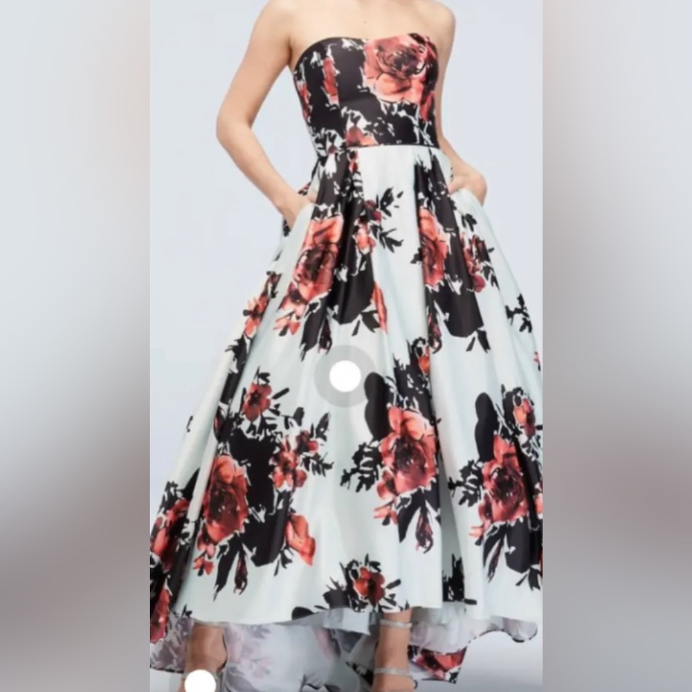 BNWT Betsey&Adam Size 12 Strapless Floral Satin Ball Gown Wedding Prom